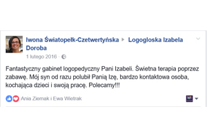 Referencje Iwona Światopełk-Czetwertyńska - LogoGłoska Izabela Doroba