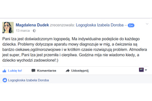 Referencje Magdalena Dudek - LogoGłoska Izabela Doroba